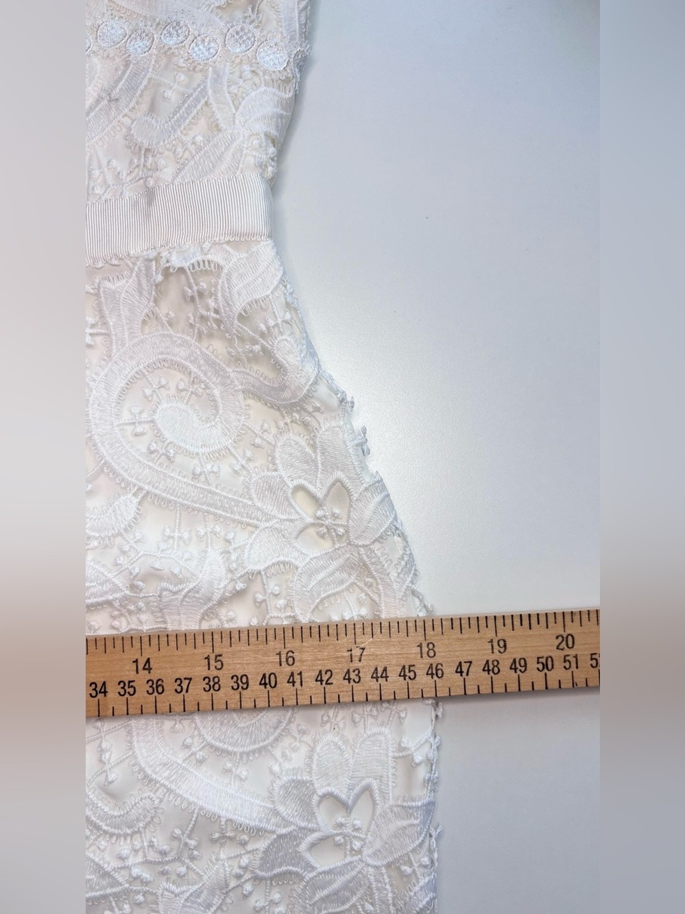 SAYLOR Lesli White Lace Midi Dress XS Bridal Bow Cutout Revolve Free People NWOT - Picture 16 of 16